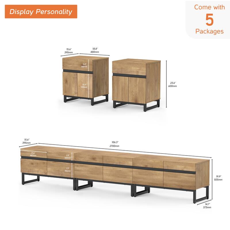 WAMPAT TV Stand and End Table Set of 3