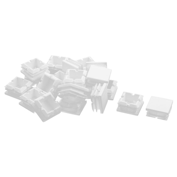 Home Plastic Rectangle Shaped Desk Foot Cover Tube Insert White 25 x 25mm 20pcs