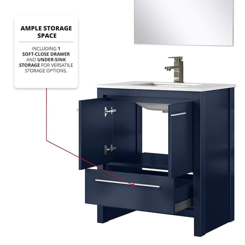Lafarre Bath Vanity with Quartz Top, Sink, Mirror and Chrome Faucet