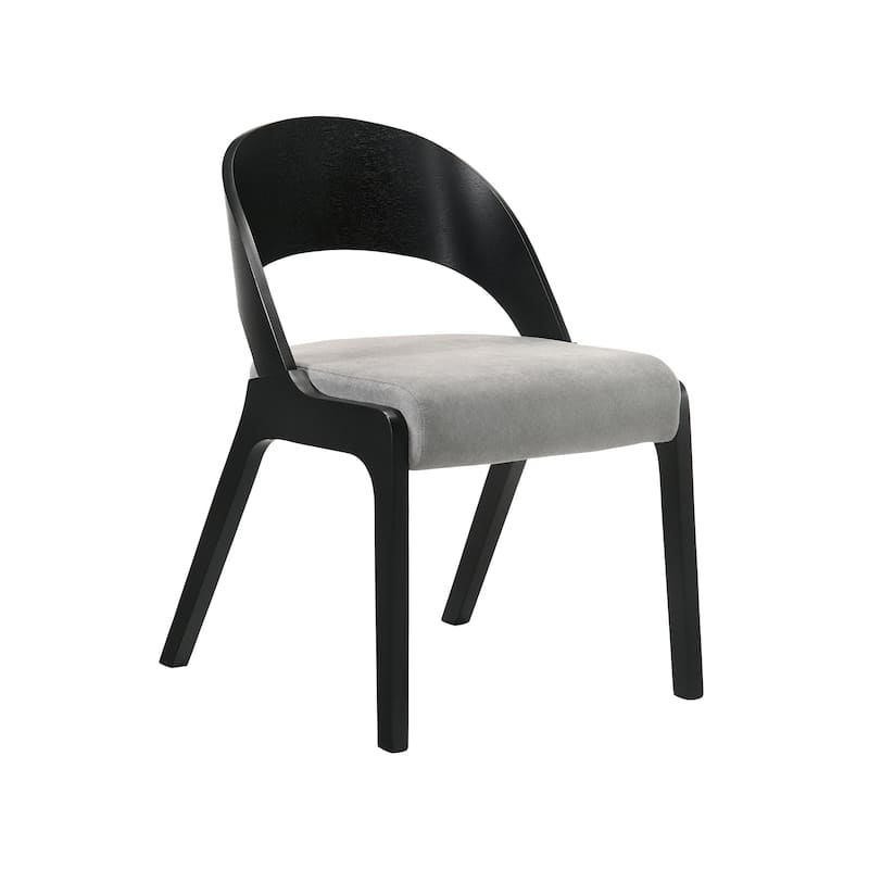 Polly Walnut or Black Wood Mid-Century Modern Kitchen Dining Chairs - Set of 2