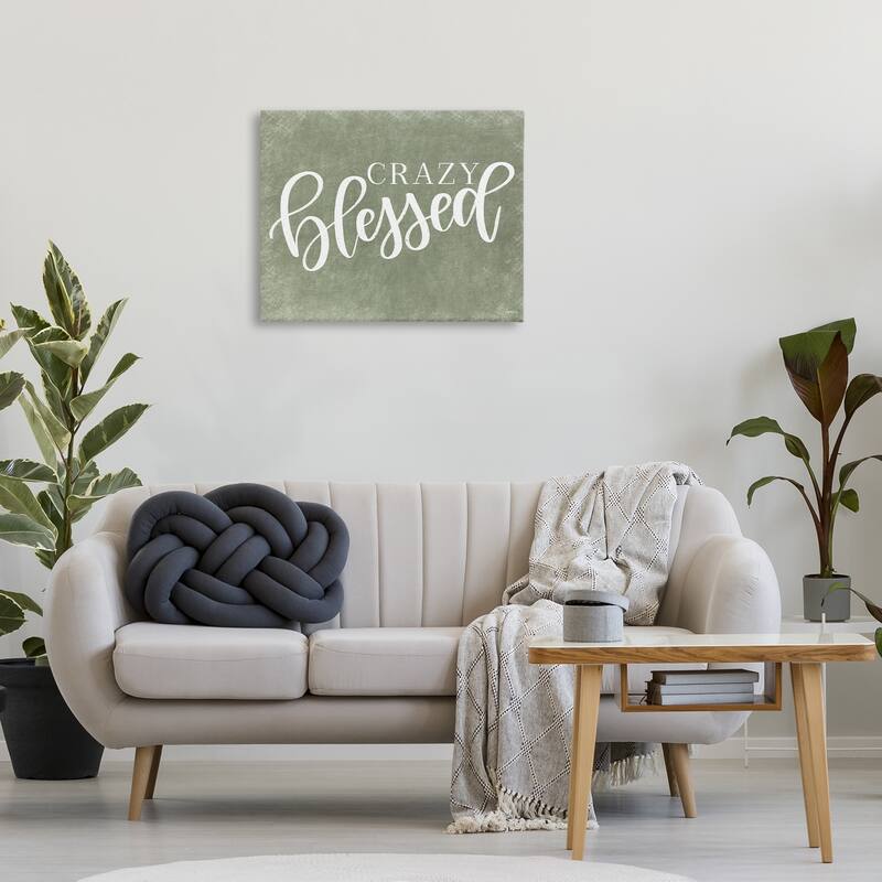 Stupell Crazy Blessed on Green Canvas Wall Art Design By Imperfect Dust
