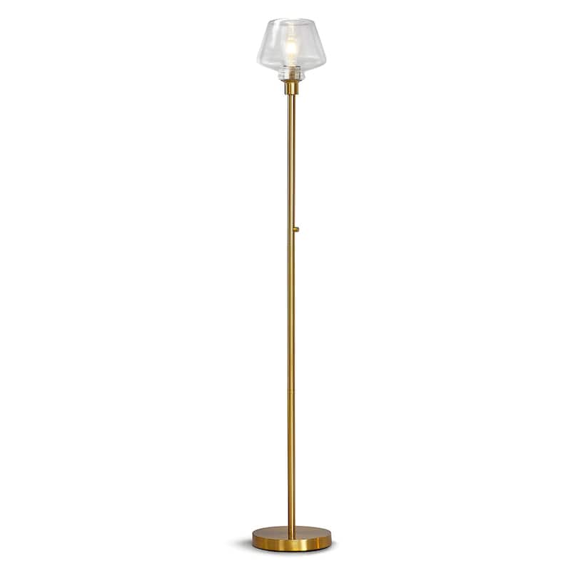 Cafe 71"H LED Dimmable Glass Shade Torchiere Floor Lamp with LED Bulb - Brass/ClearGlassShade