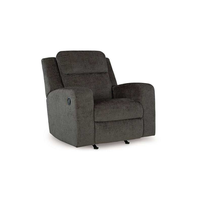 Damon Manual Rocker Recliner Chair, Plush Soft Dark Gray Polyester