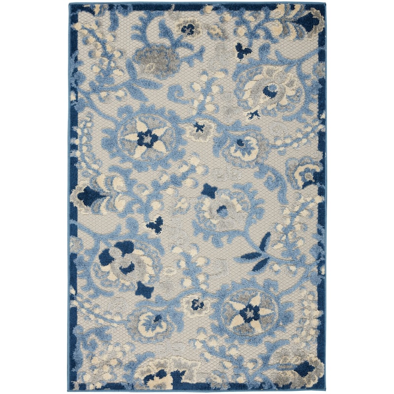 Nourison Alice Indoor/Outdoor Floral Area Rug - 3' x 5' - Blue/Grey