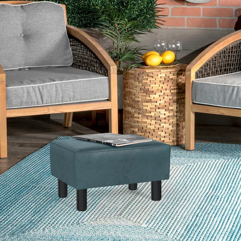 Adeco Rectangle Footrest Ottoman Faux Leather Foot Stool
