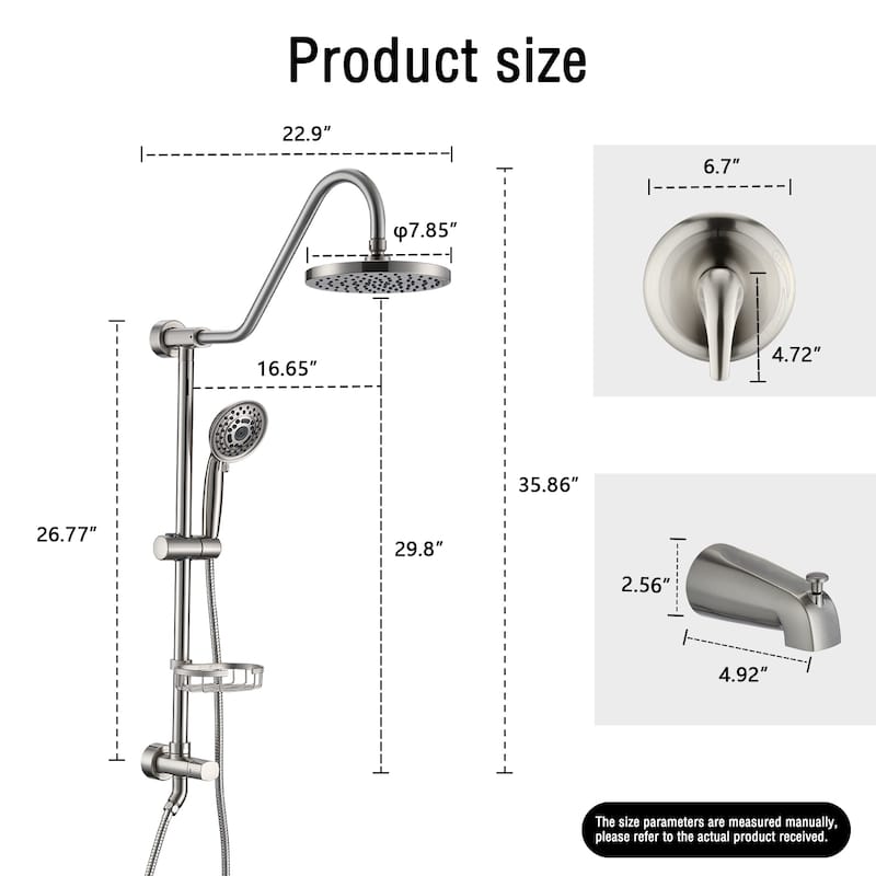 PROOX 8 inch Rainfall Shower Head Tub Faucet Spout and Shower Handheld w/ Soap Dish (Valve Included)