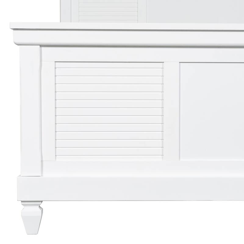 Christopher Knight Home - Elsa Elegant White Solid Wood Platform Bed with Farmhouse Style