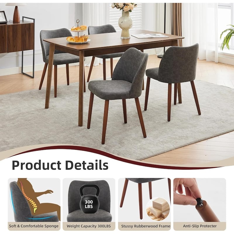 Set of 2 Upholstered PU Leather Dining Chairs for Dining Room Living Room Kitchen