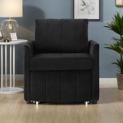 Chenille Convertible Sleeper Sofa Chair with 5-Position Backrest, Storage Basket and 440lb Capacity