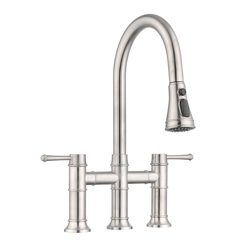 Dornberg 2-handle Bridge Kitchen Faucet With Pull-out Sprayer - Brushed Nickel