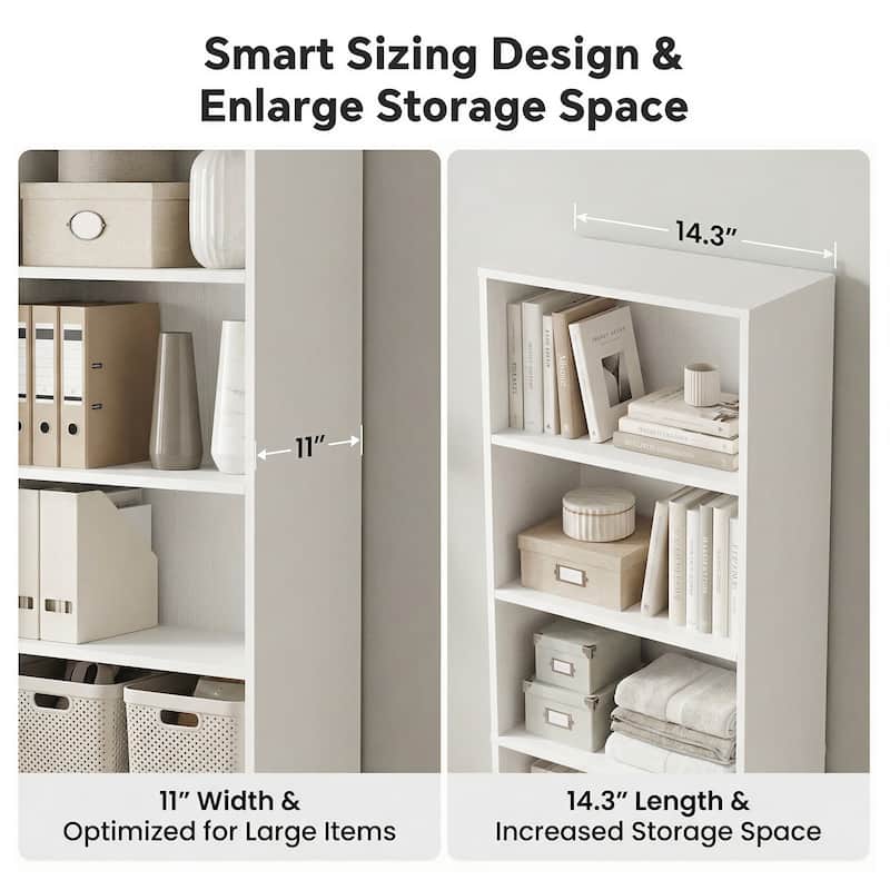 80"H Tall 6-Tier Bookcase With 2 Adjustable Shelves，Modern Open Storage Shelf for Home Office and Bedroom