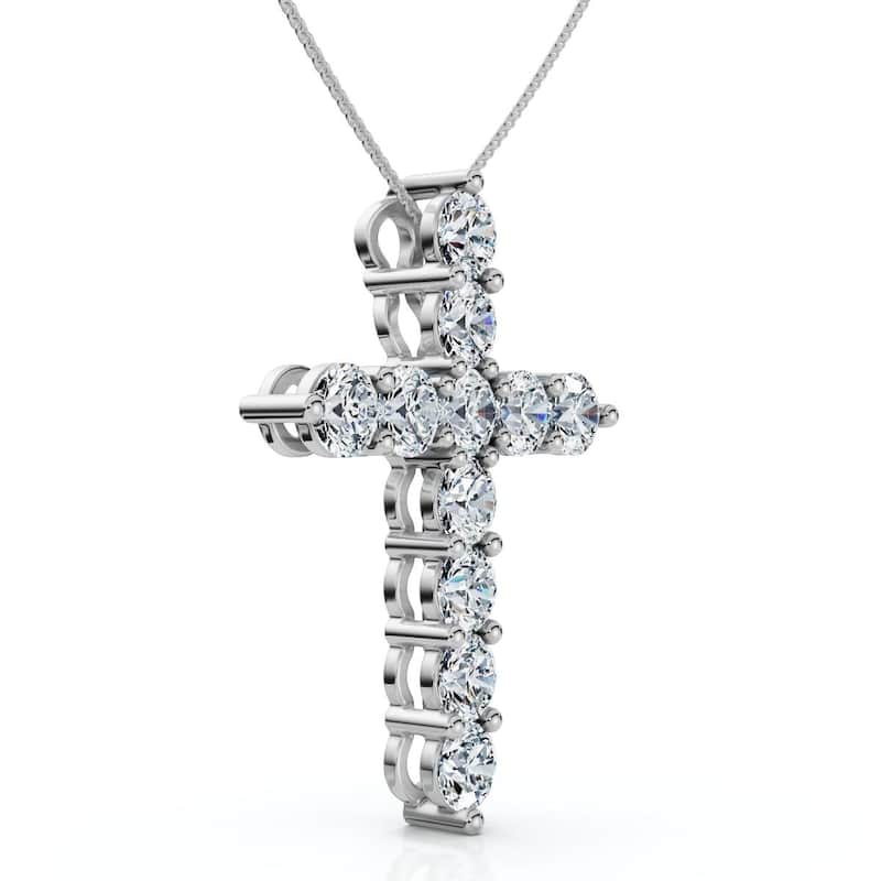 2Ct TW Diamond Cross Women's Necklace Gold Lab Grown