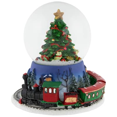 Rotating Train And Christmas Tree Musical Animated Snow Globe - 6.25"