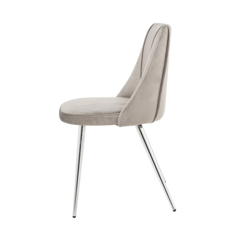 Modern/Simple Velvet Fabric Dining Chairs with Chrome Metal Legs Set of 4
