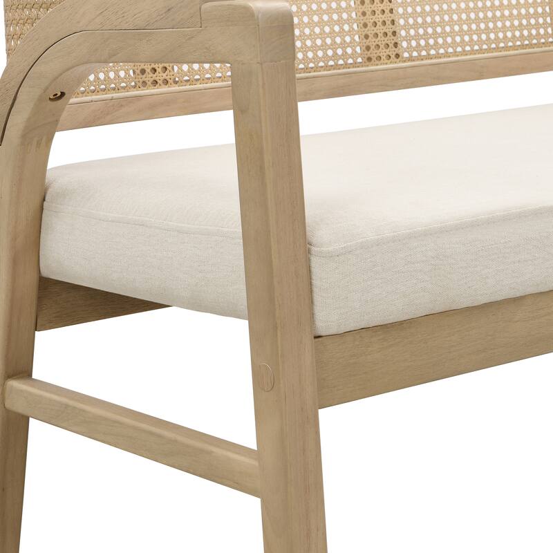 Christopher Knight Home - Curved Rubberwood Cane 46.25" Upholstered Loveseat