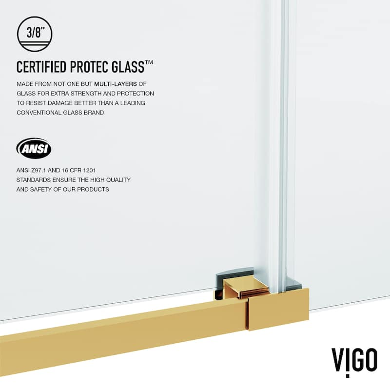 VIGO Hamilton 56" to 60" W x 78" H Frameless Sliding Shower Door