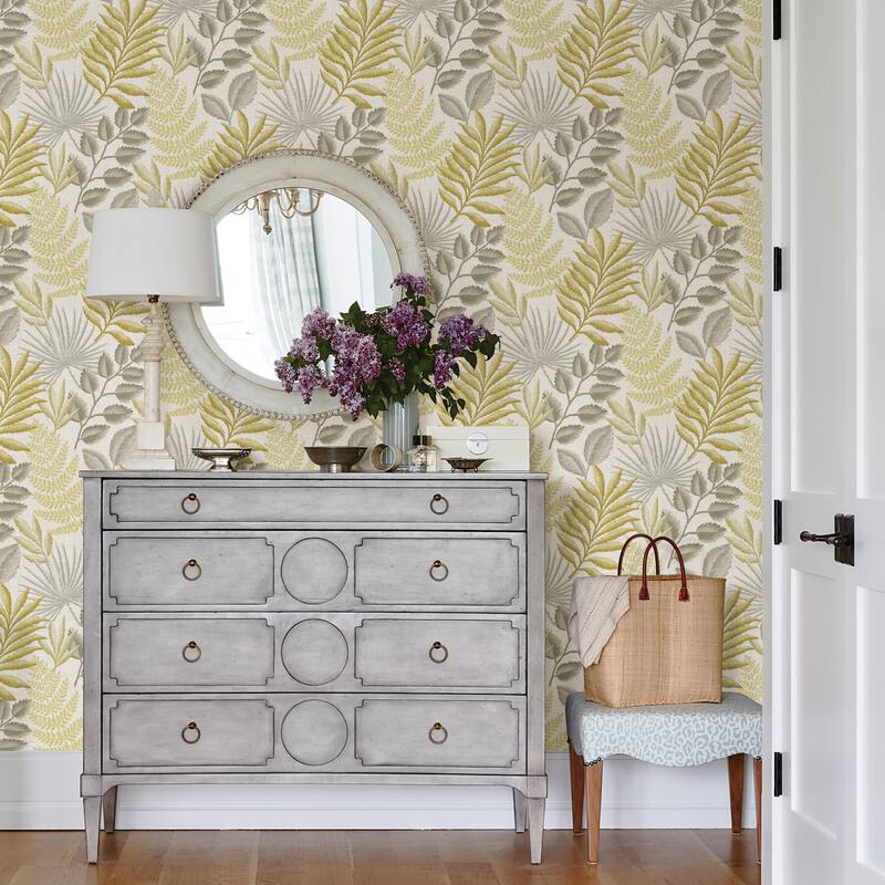 A-Street Prints Palomas Mustard Botanical Wallpaper