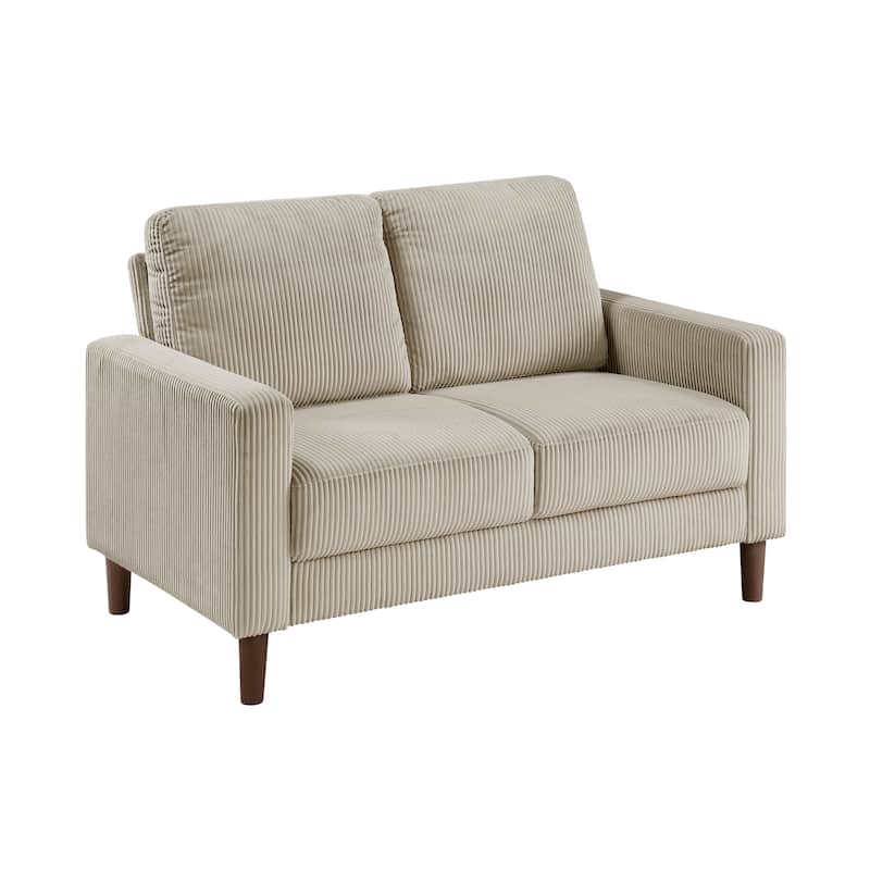 Caspian Corduroy 3-Piece Living Room Set - Wood Finish Exposed Feet