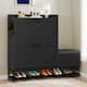 Moasis Farmhouse Shoe Storage Cabinet with 2 Flip Drawers for 16 Pairs Entryway Shoe Storage with Shoe Bench