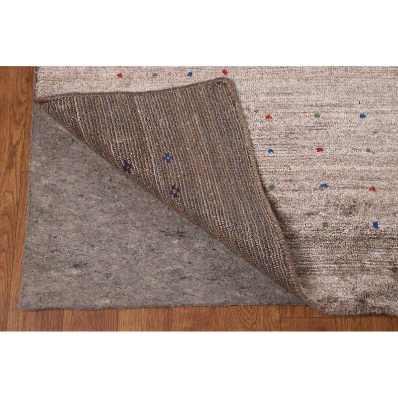 Brown Gabbeh Oriental Area Rug Handmade Silk Carpet - 8'10" x 11'9"