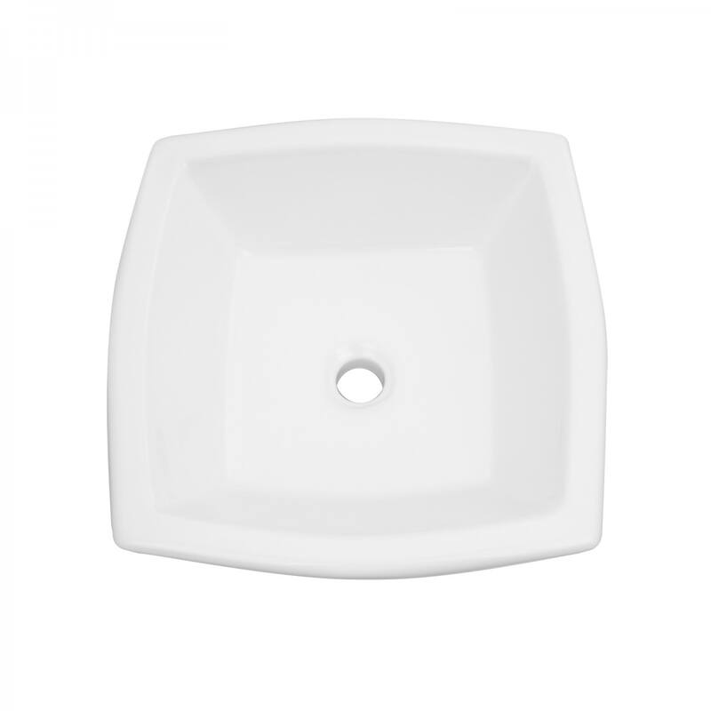 White Countertop Vessel Sink Metro 17" Ceramic Curved Square Sink Renovators Supply