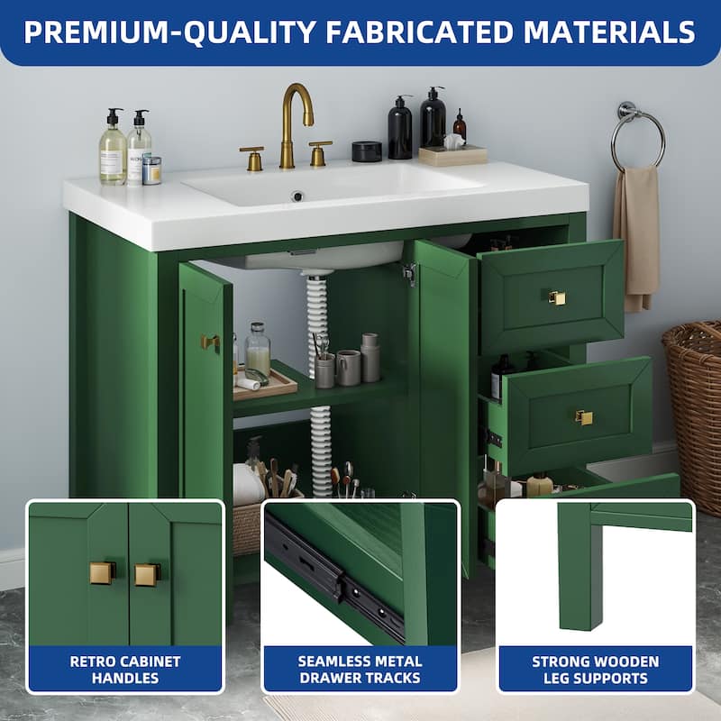 Moasis 36"/42" Bathroom Vanity Cabinet Set with Sink Combo and 3 Drawers & Cabient