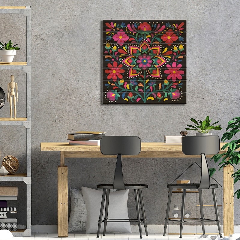 Floral Fiesta III Print On Wood by Laura Marshall - Multi-Color