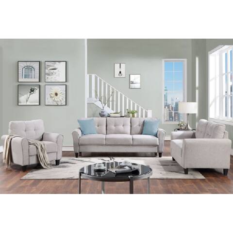 Living Room Sofa Set Linen Upholstered Couch Furniture for Home or Office