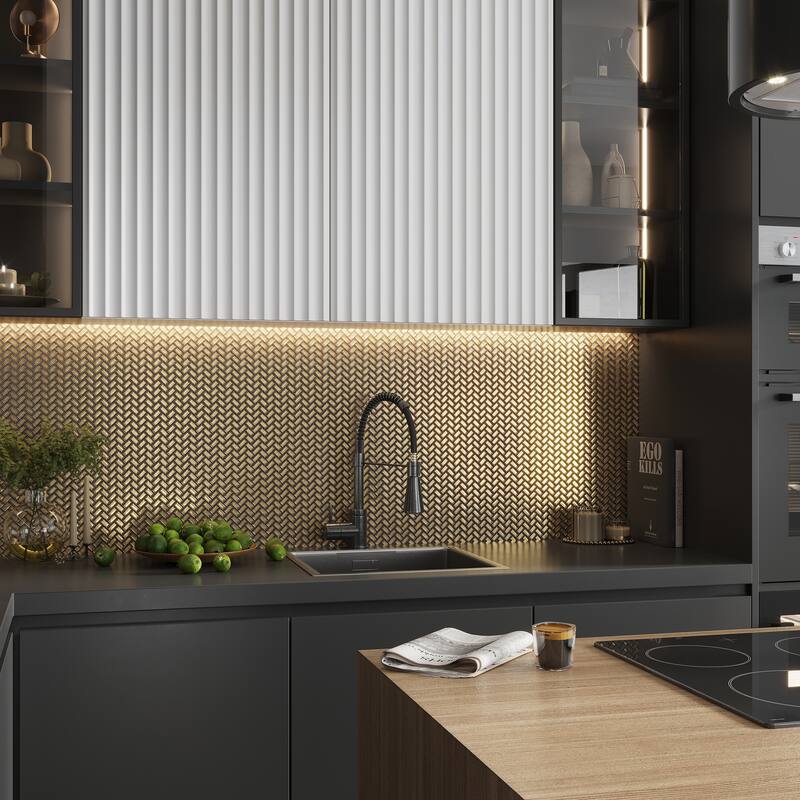 Apollo tile 12" x 12" Majeste Glossy Gold Glass Tile (9.75 sq ft/case) - 10 Pack