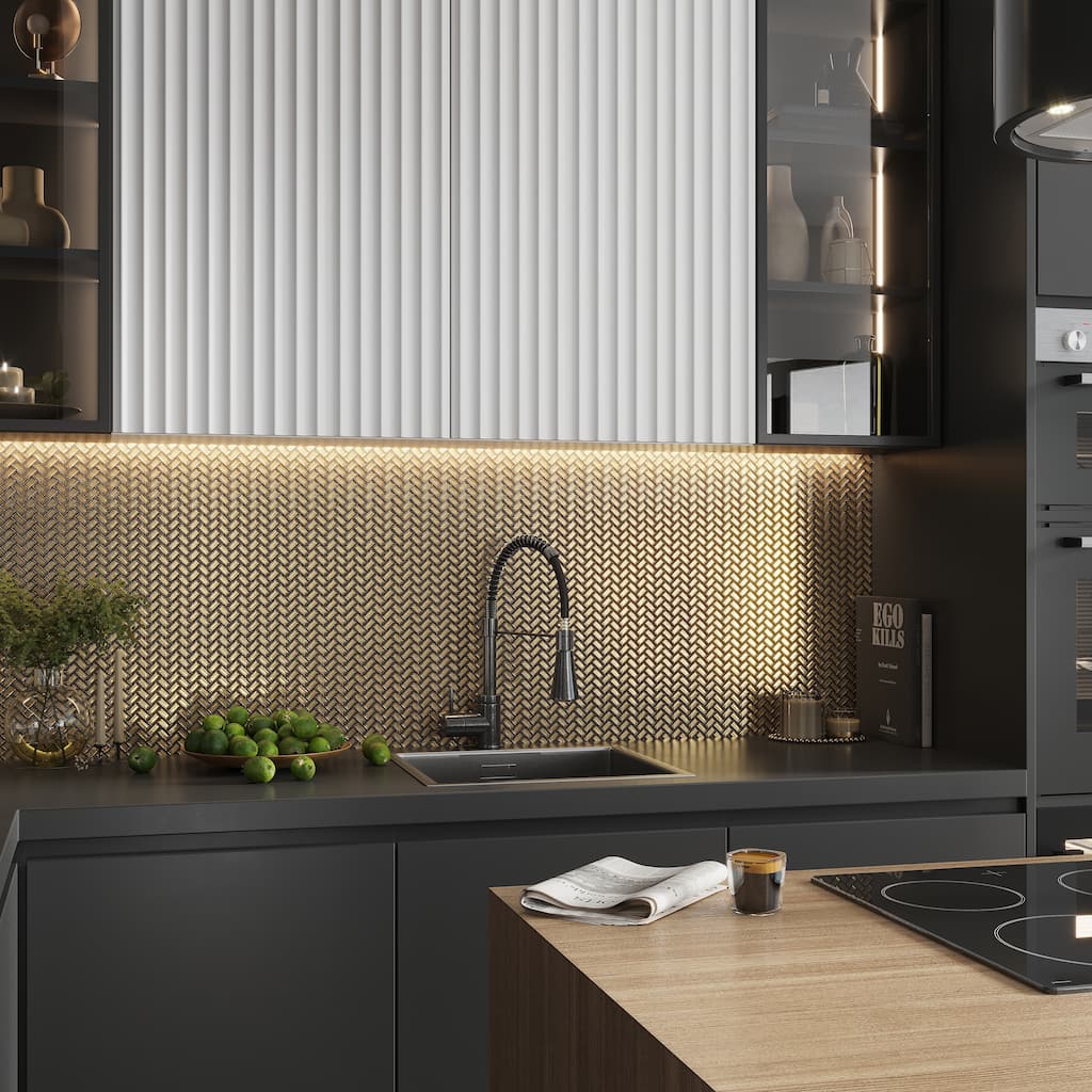 Apollo tile 12" x 12" Majeste Glossy Gold Glass Tile (9.75 sq ft/case) - 10 Pack