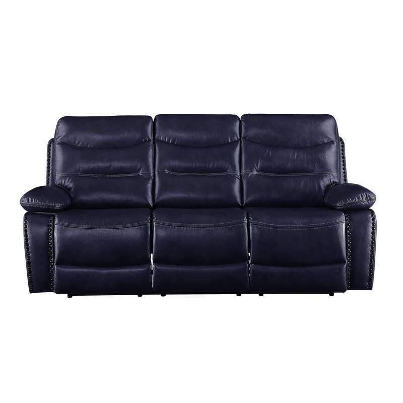 Graton Navy Horizontal Tufted with Nailhead Trim Recliner