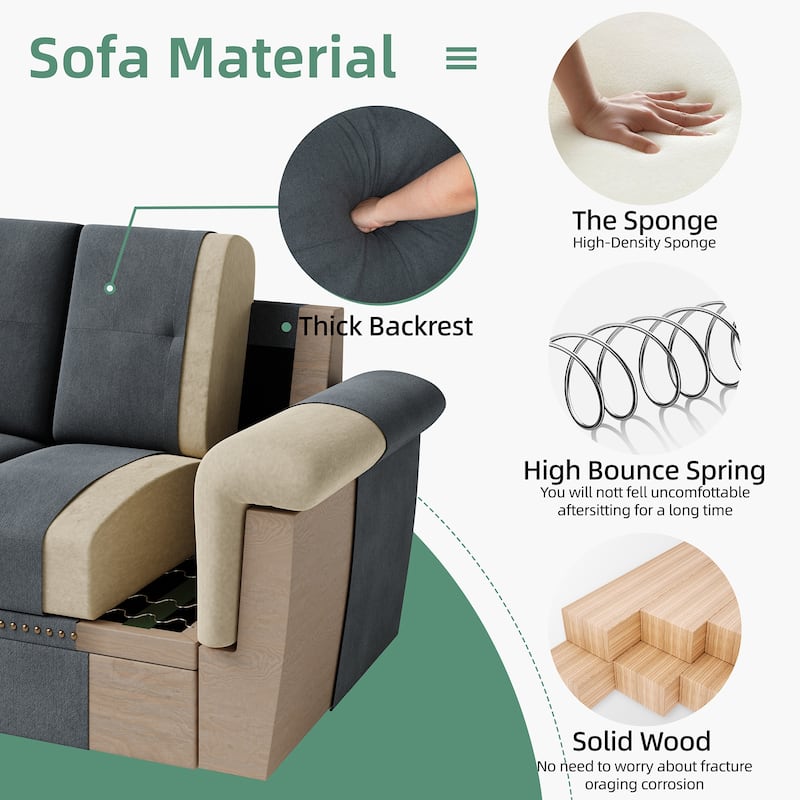 108'' Convertible Sectional Sofa with Seat Storage