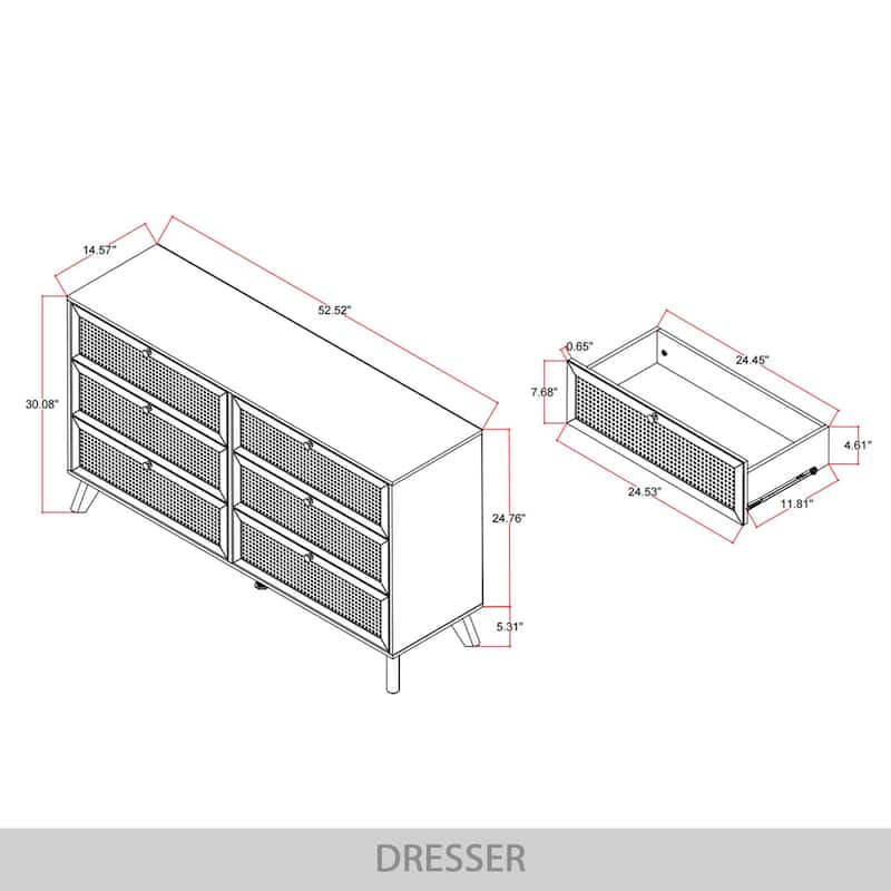 CraftPorch 4-pieces Mid-Century Modern Bedroom Set