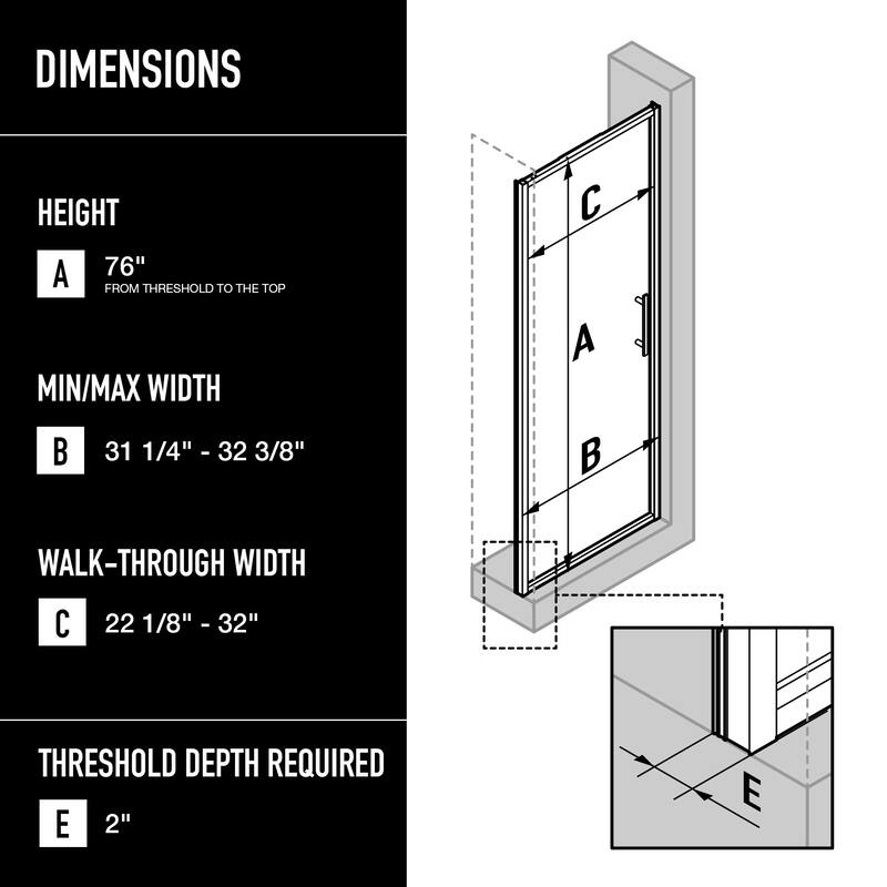 VIGO Astoria Framed Pivot Shower Door