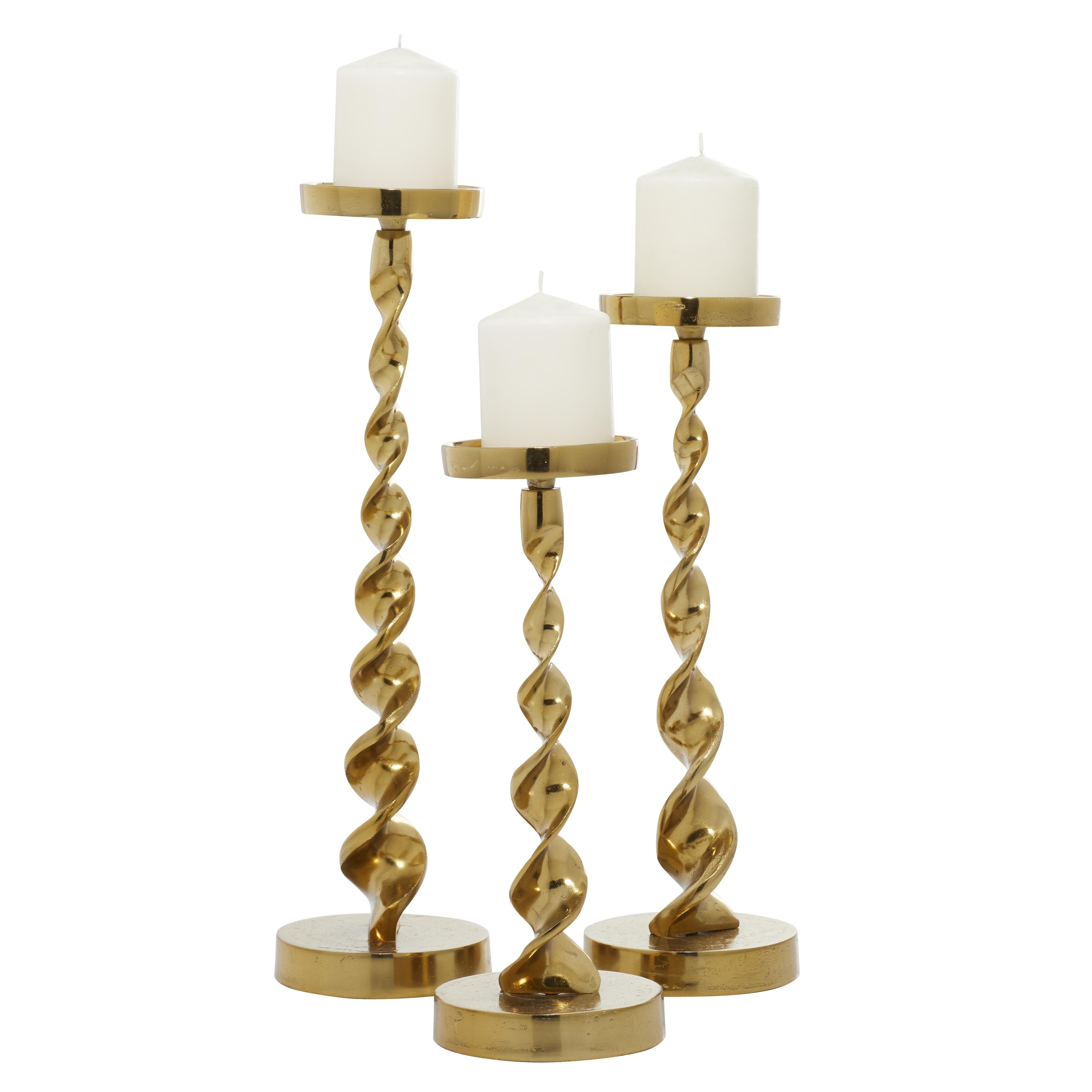 Roche River Decor - Aluminum Metal Candle Holder - Set of 3 Gold ior Silver
