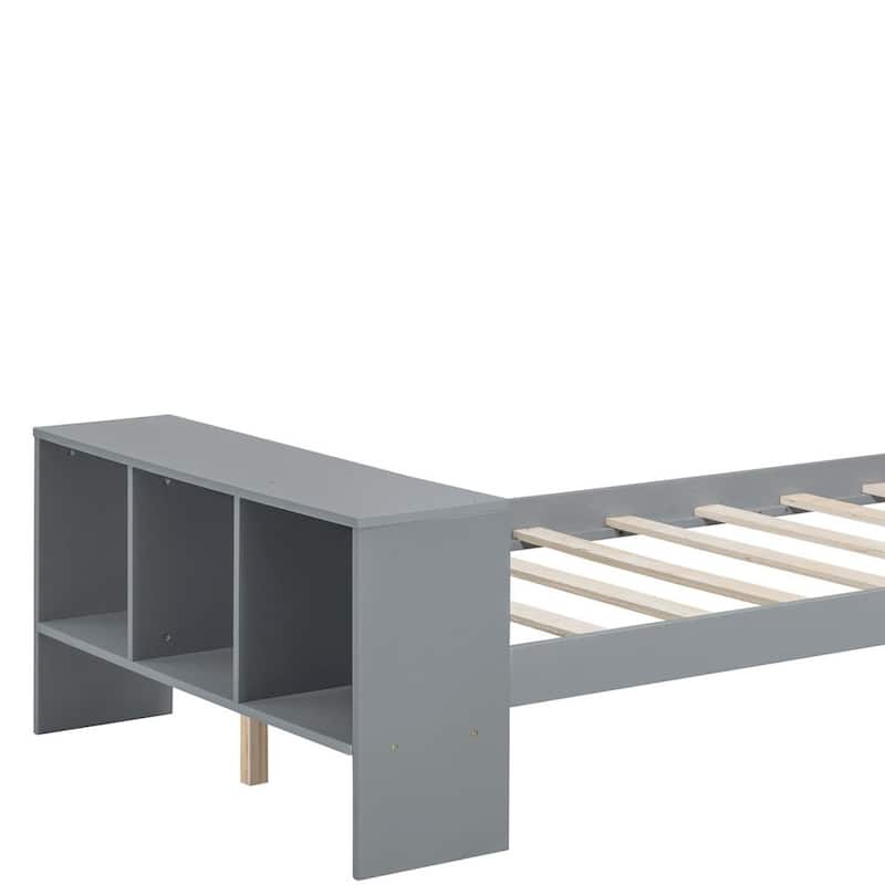 HomeRoots Gray Wood Twin Bed Frame With USB