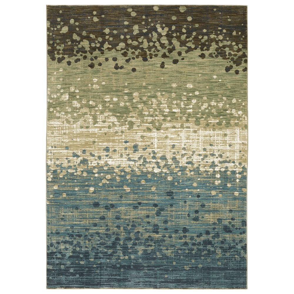 Style Haven Raphael Abstract Ombre Blue/ Brown Mixed Pile Area Rug