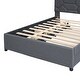 preview thumbnail 31 of 30, Linen Fabric Platform Bed with Brick Pattern Headboard, with Twin Trundle and 2 Drawers, Full Size