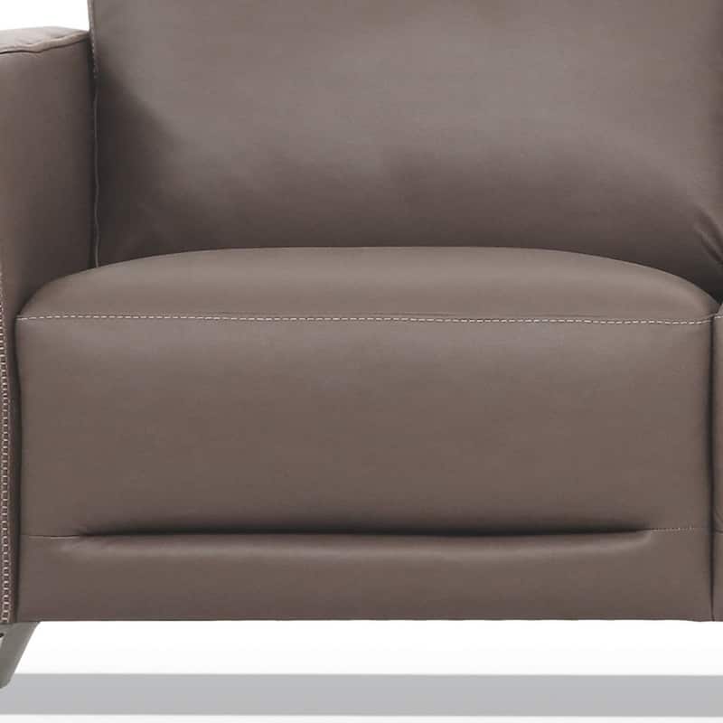 HomeRoots 83" Taupe Leather Sofa With Black Legs - 83