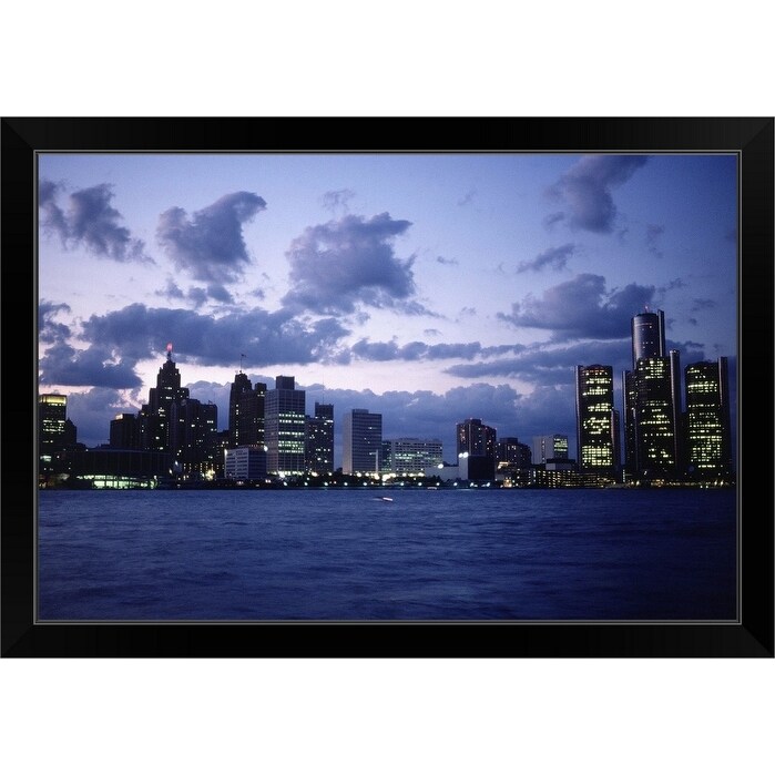 Shop Detroit Skyline Michigan Black Framed Print On Sale Overstock 30189116