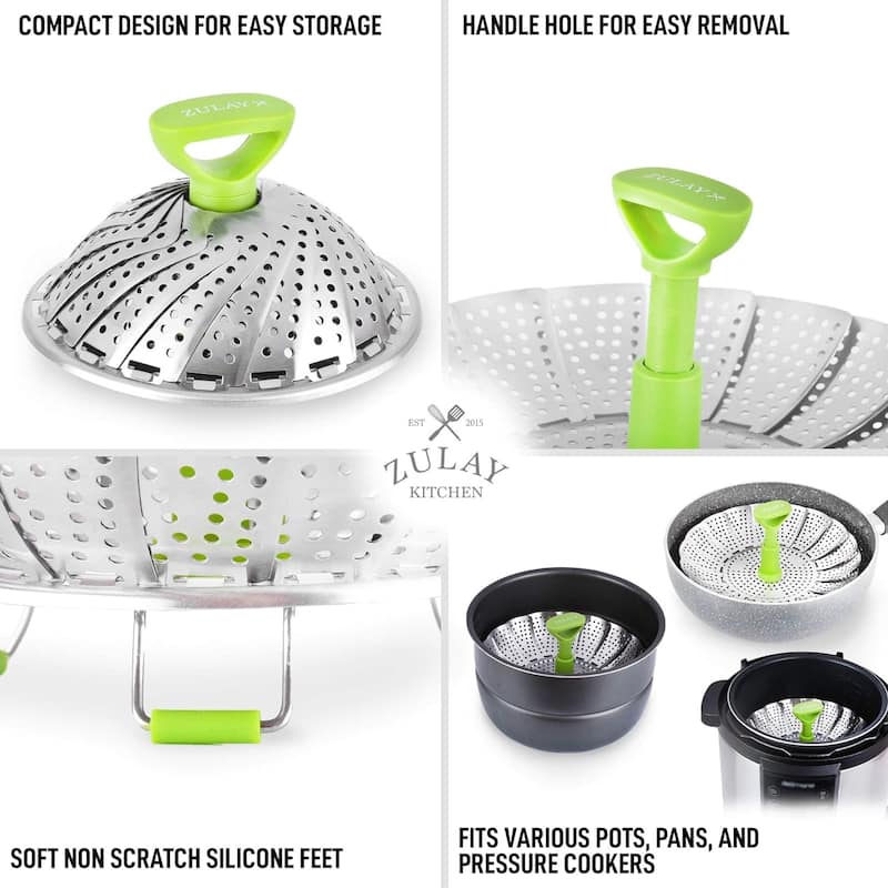 Zulay Kitchen Adjustable Vegetable Steamer Baskets For Cooking