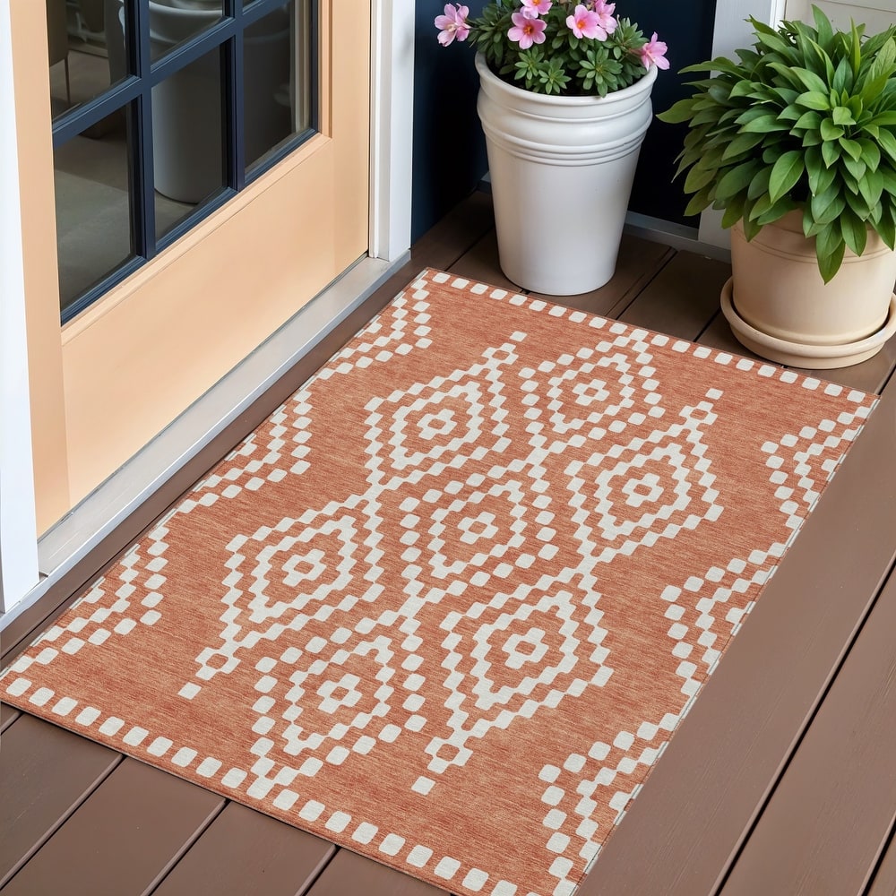 HomeRoots Geometric Transitional Rectangle Outdoor Rug