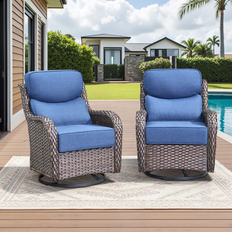 Arcadia Wicker Patio Swivel Glider Chairs with 6-Inch Cushions (2-Pack)