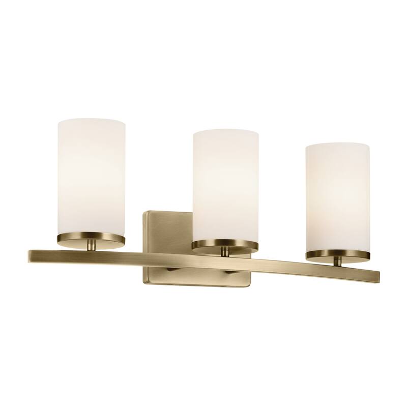 Kichler Lighting Crosby 23 in. 3-Light Natural Brass Vanity Light with Etched Glass