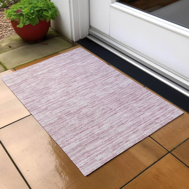 Machine Washable Indoor/ Outdoor Chantille Contemporary Blocks Rug - Blush - 1'8" x 2'6"