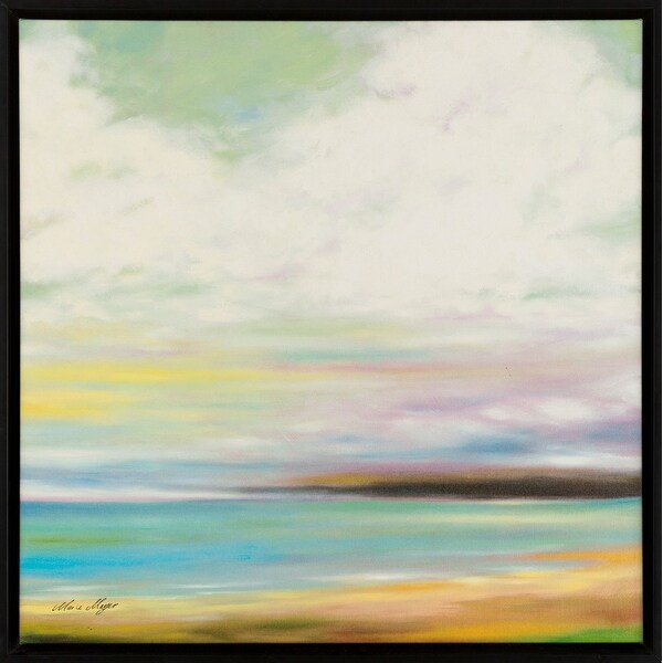 Green and White Clouds Printed Canvas Square Wall Art Decor 48" x 48" - N/A