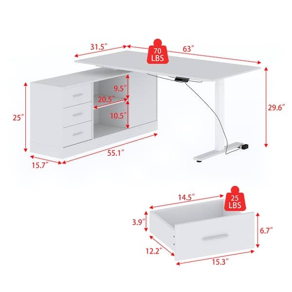 dimension image slide 4 of 5, Height-Adjustable Workspace: Versatile Desk for Home Office and More Height Adjustable Electric Desk