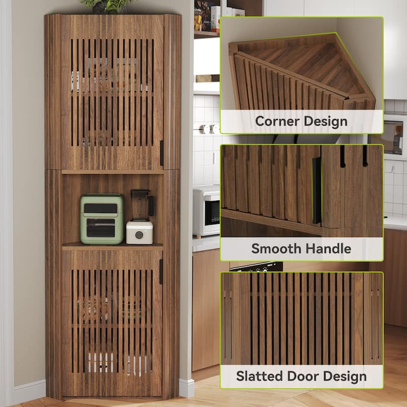 Tall Corner Storage Cabinet with Doors