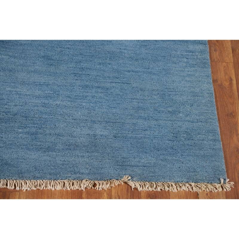 Blue Modern Gabbeh Oriental Rug Handmade Wool Carpet - 4'8"x 6'7"