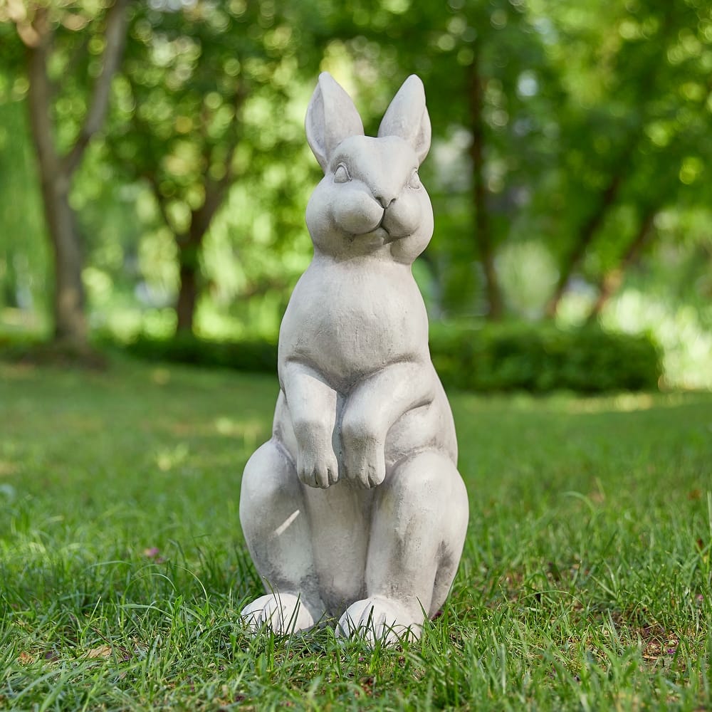 Glitzhome MGO Standing Rabbit Garden Yard Statue Easter Bunny Figurines